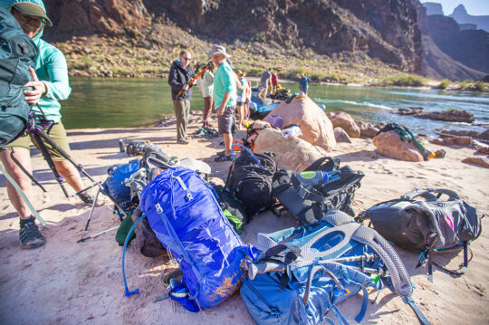 Backpacks at the bottom of Grand Canyon.